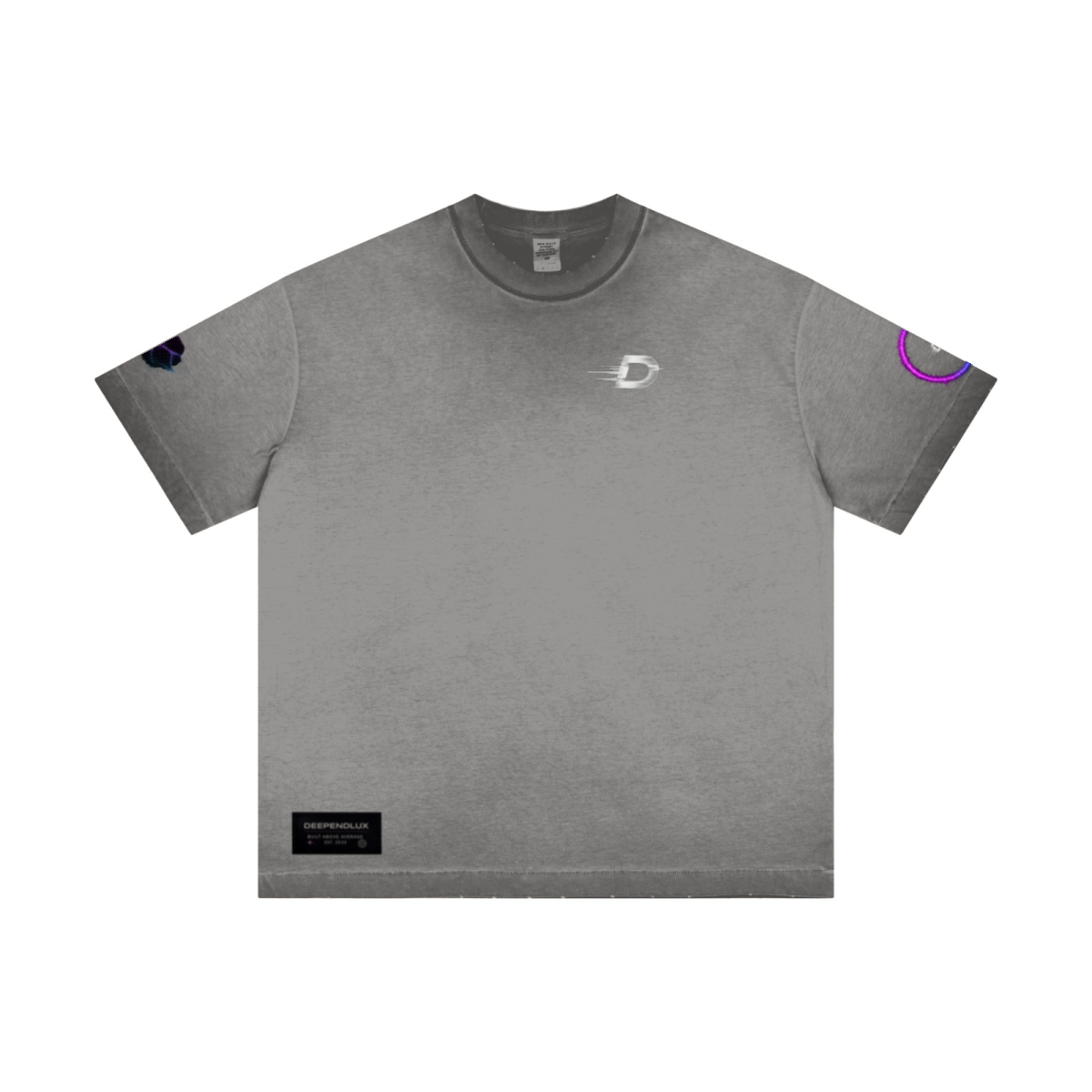 275GSM Unisex Raw-Edge Reverse-Wash Fried-Color T-shirt Washed Dark Grey