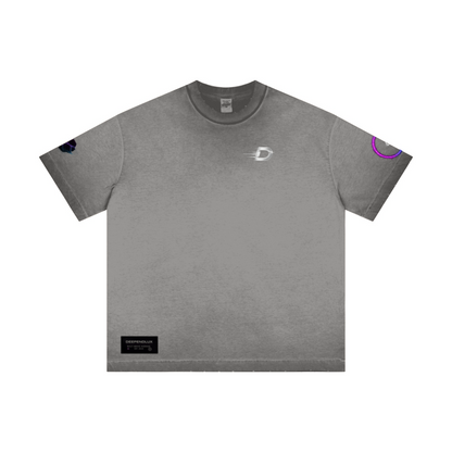 275GSM Unisex Raw-Edge Reverse-Wash Fried-Color T-shirt Washed Dark Grey