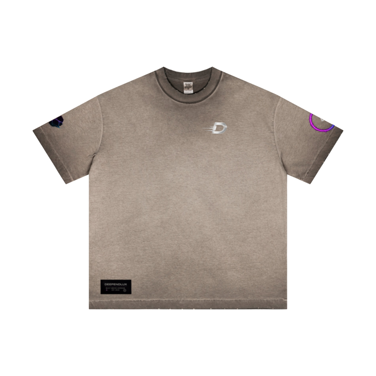 275GSM Unisex Raw-Edge Reverse-Wash Fried-Color T-shirt Washed Coffee