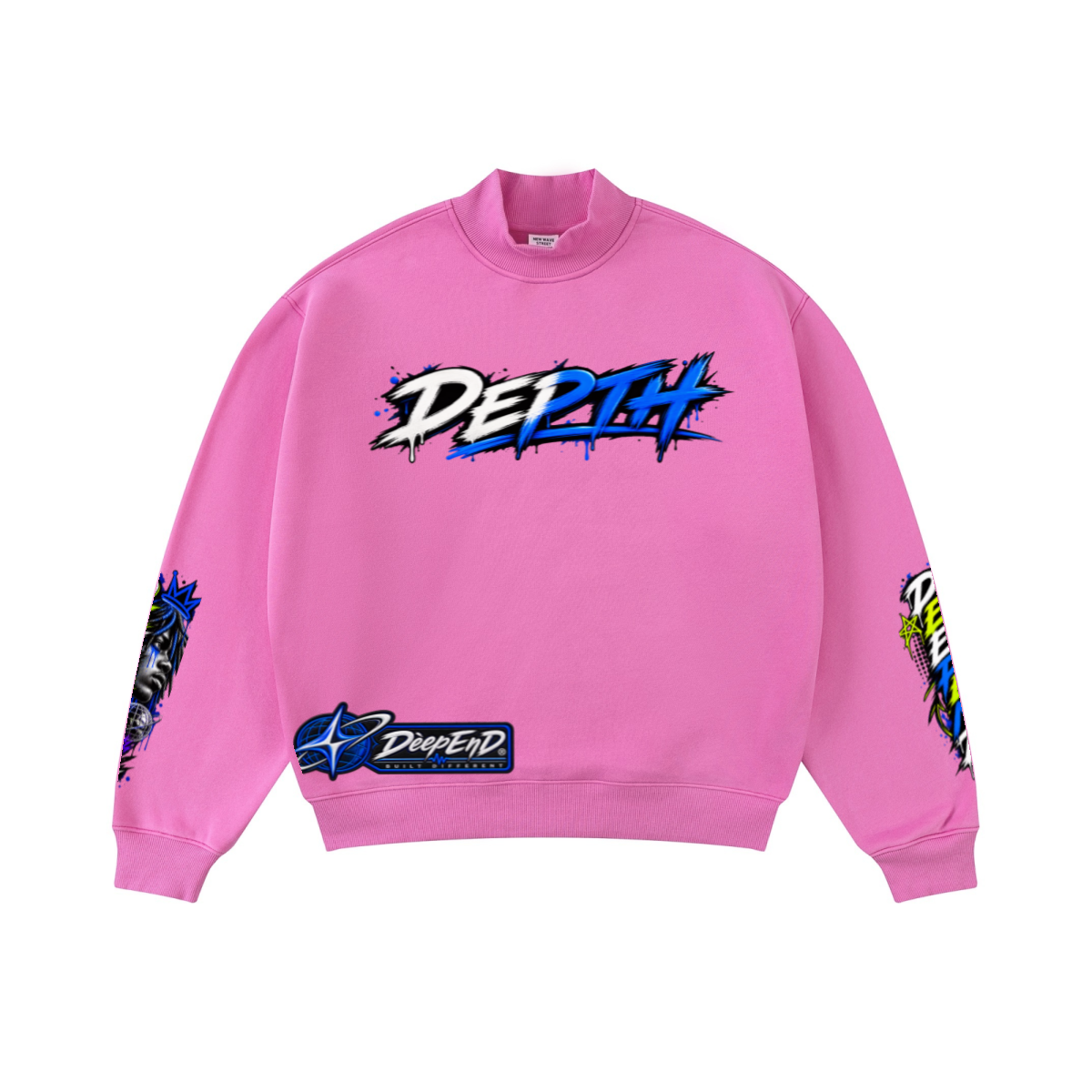 345GSM Men's Relaxed-Fit Fleece-Lined Mock-Neck Sweatshirt Rose pink