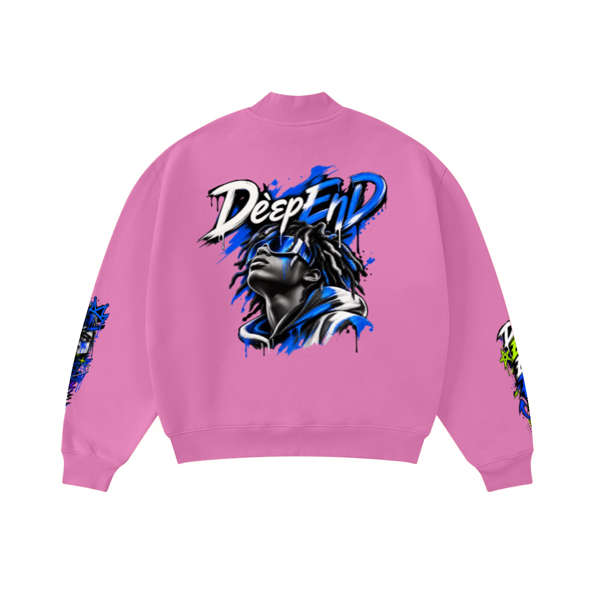 345GSM Men's Relaxed-Fit Fleece-Lined Mock-Neck Sweatshirt Rose pink