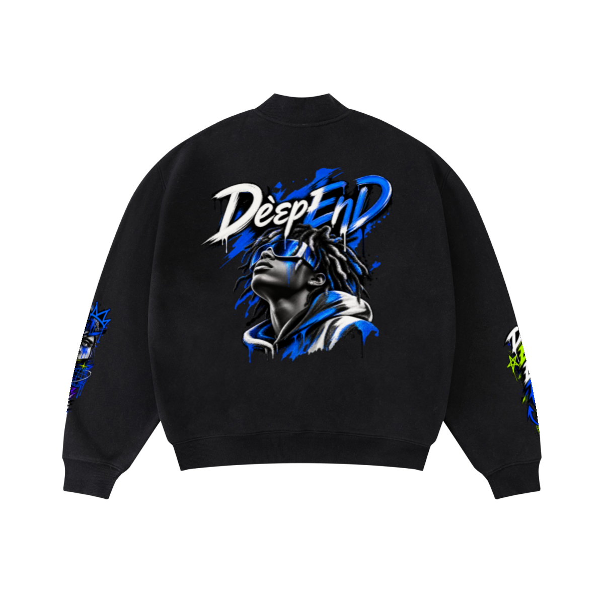 345GSM Men's Relaxed-Fit Fleece-Lined Mock-Neck Sweatshirt Black