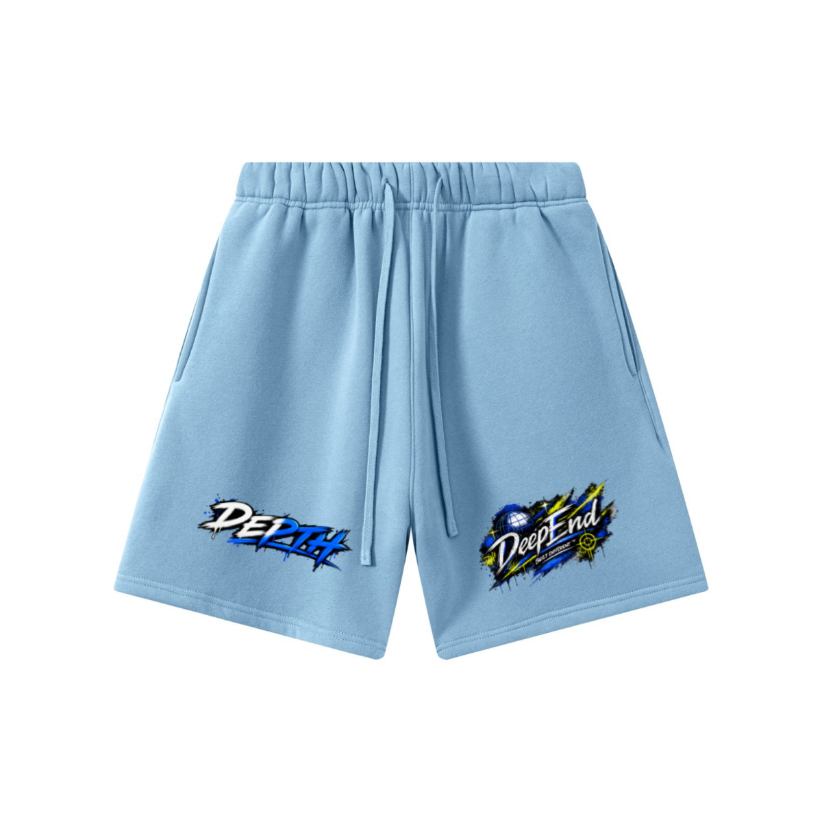 345GSM Men’s Fleece-Lined Straight-Leg Shorts Medium Blue