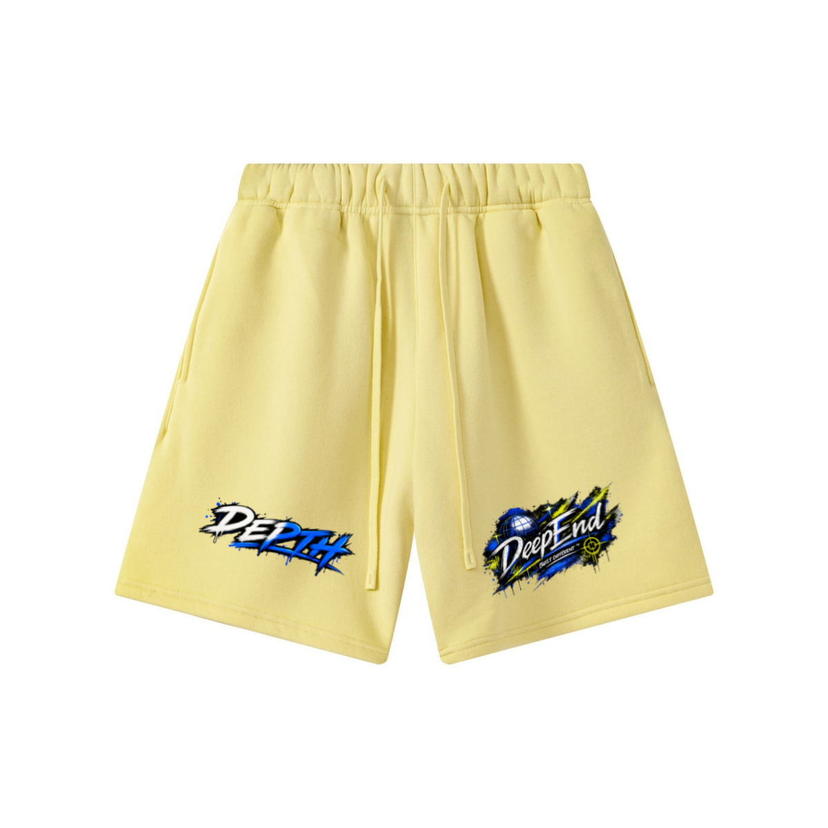 345GSM Men’s Fleece-Lined Straight-Leg Shorts Pale Yellow