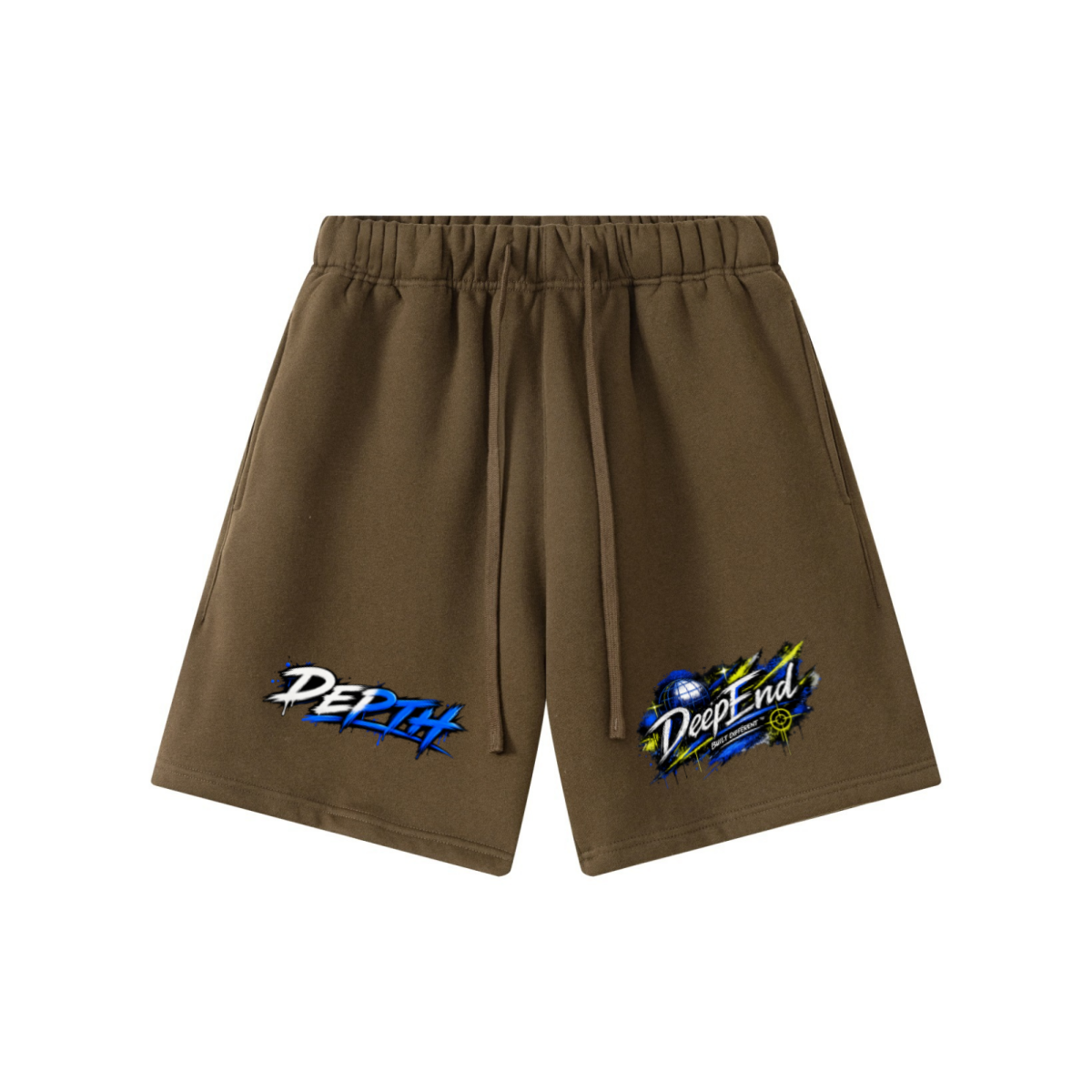 345GSM Men’s Fleece-Lined Straight-Leg Shorts Brown