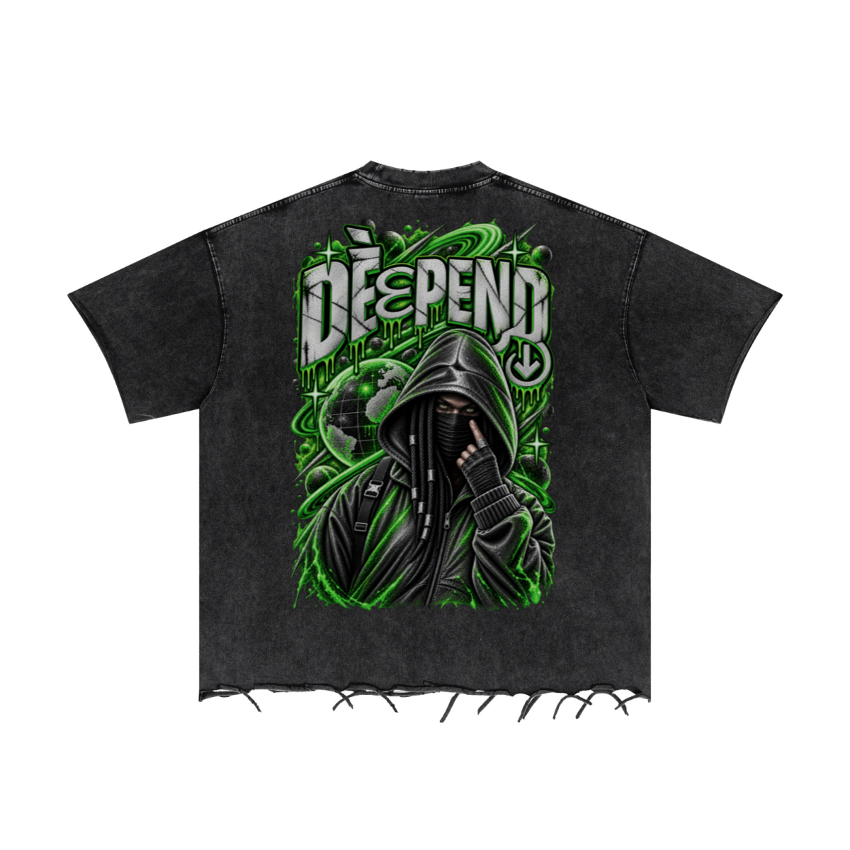 310GSM Unisex Washed 100% Cotton T-Shirt Vintage Black