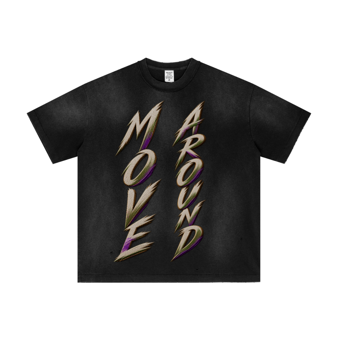 285GSM Unisex Vintage-Wash Ripped Raw-Edge T-Shirt Vintage Black