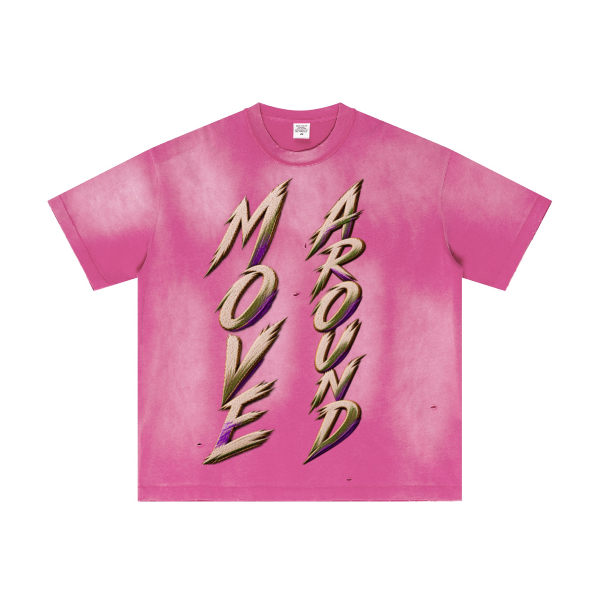 285GSM Unisex Vintage-Wash Ripped Raw-Edge T-Shirt Vintage Rose Pink
