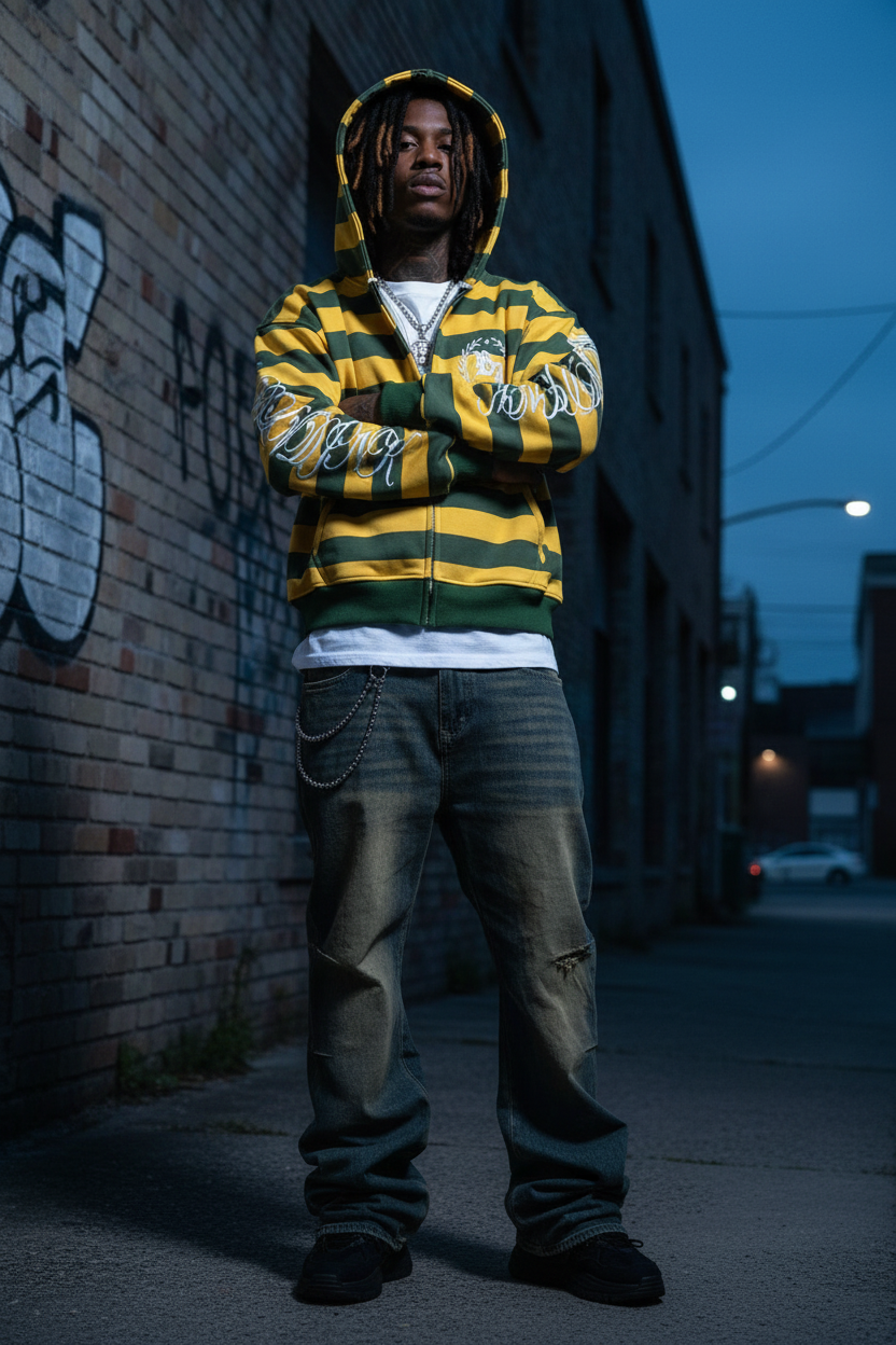 Model - Hoodie with Oversized Jeans