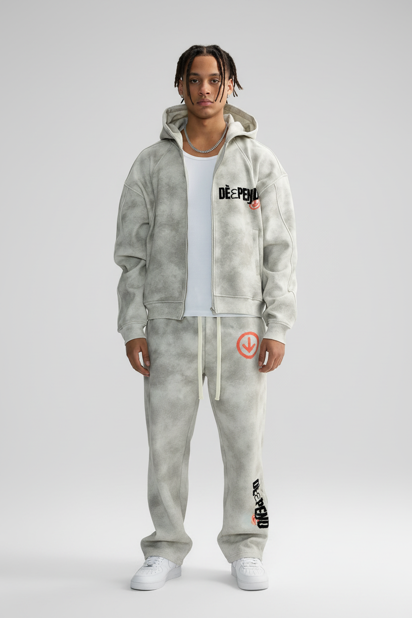 Model in DèɛpEŋD matching tracksuit set with AF1s