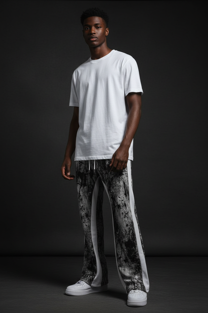 Model in Marble Print Joggers