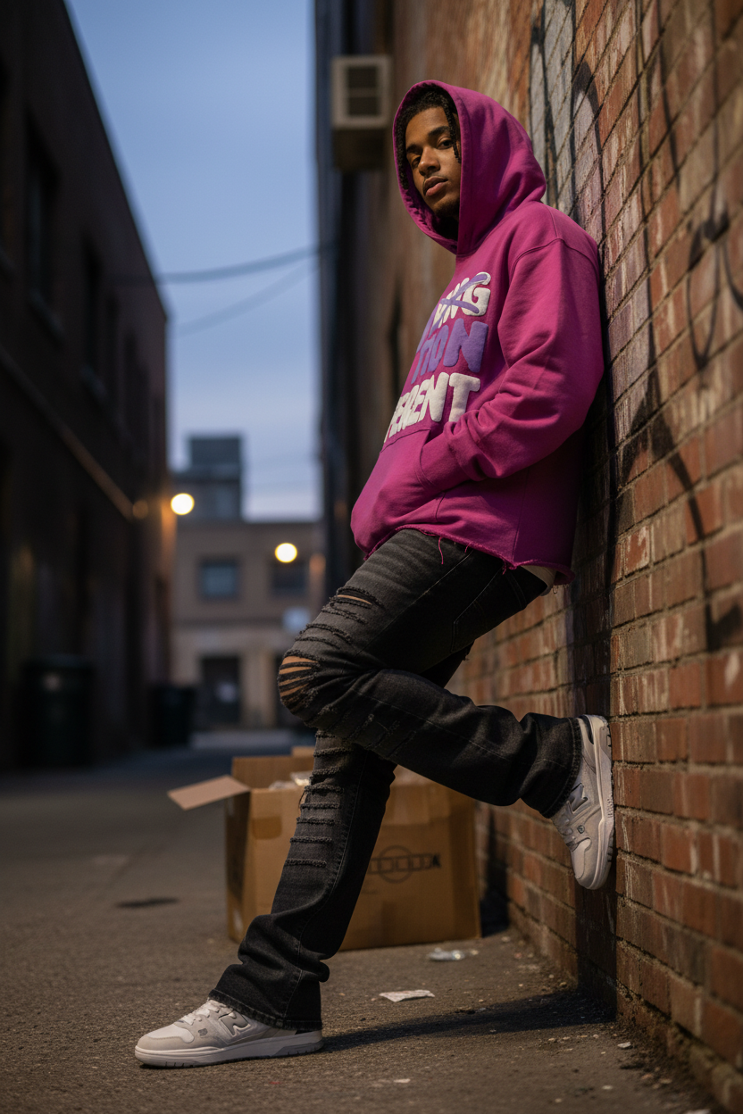 Model - Motion Different Hoodie Fuchsia