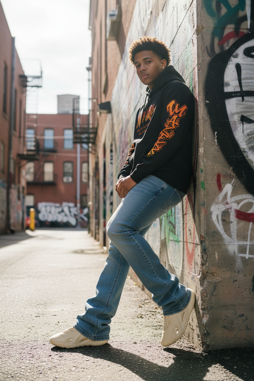 Model Wearing Attached WaveMaker Hoodie