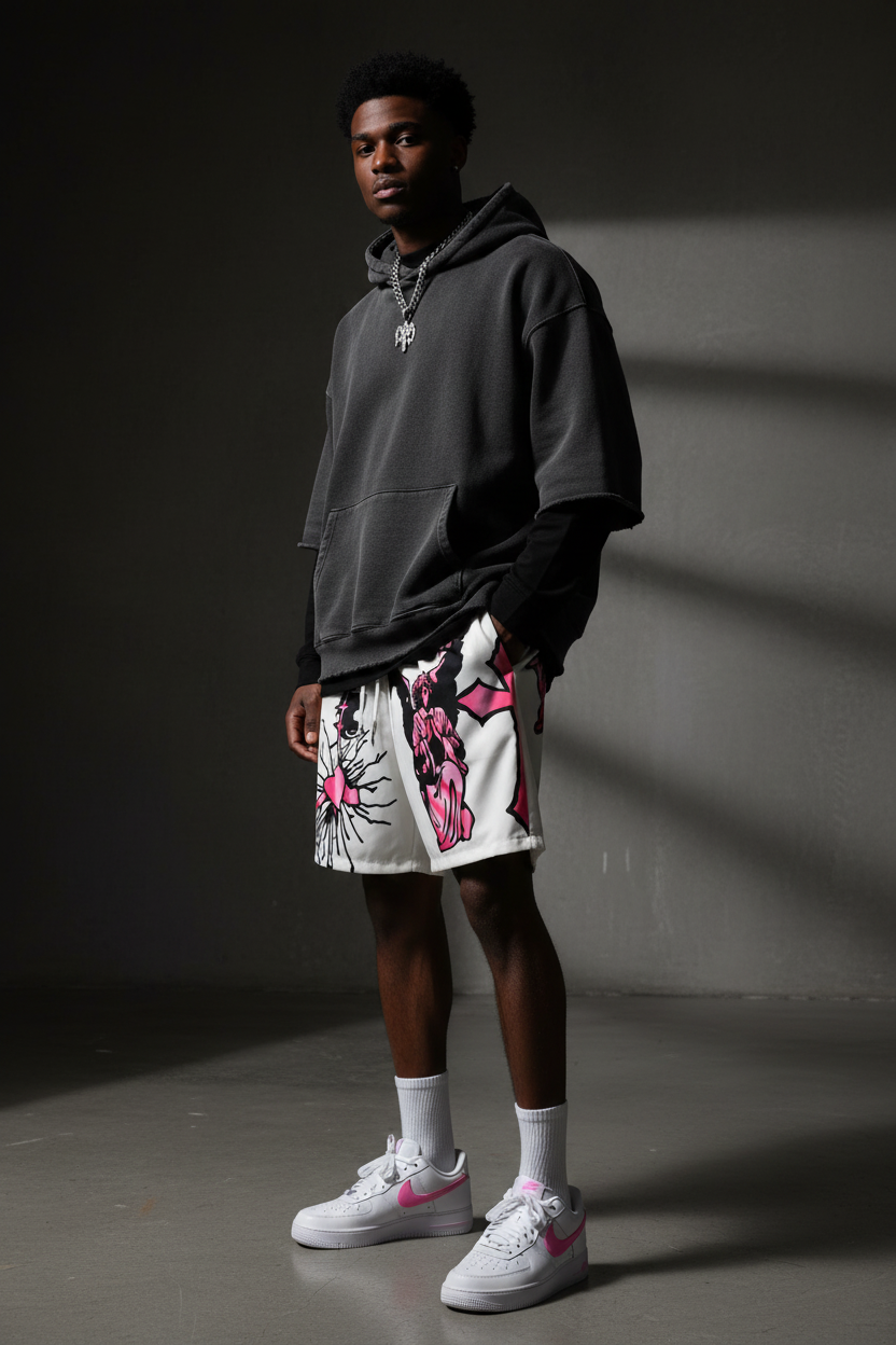 Model with Pink AF1s - DèɛpEŋD Luxe Shorts