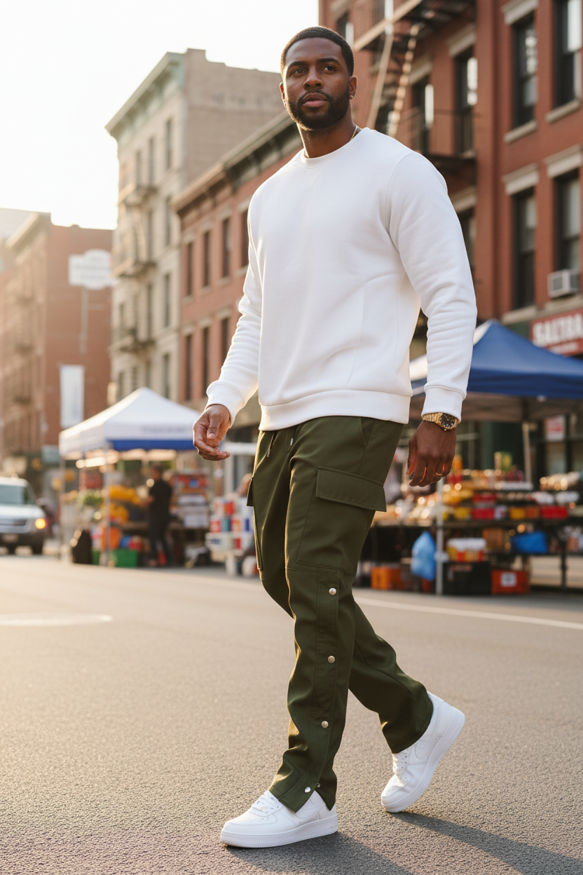 Olive Green Cargo Pants - Lifestyle Shot