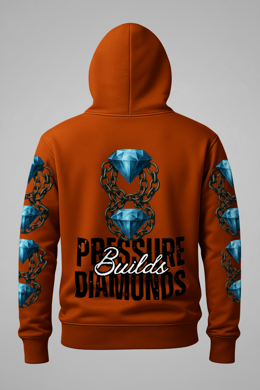 Pressure Builds Diamonds Hoodie — 3D Back Mockup