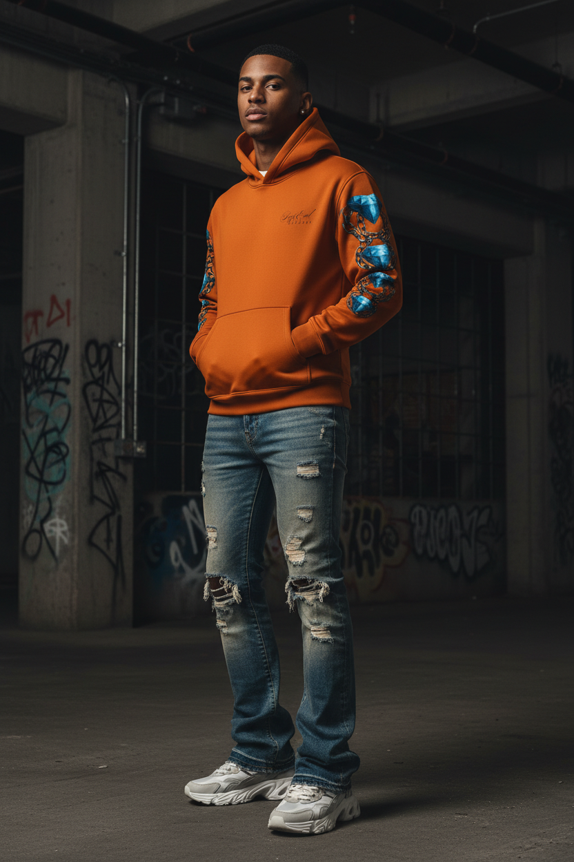 Pressure Builds Diamonds Hoodie — Model Front