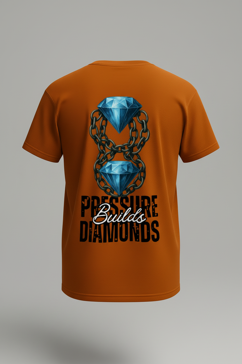Pressure Builds Diamonds Tee — 3D Back Mockup