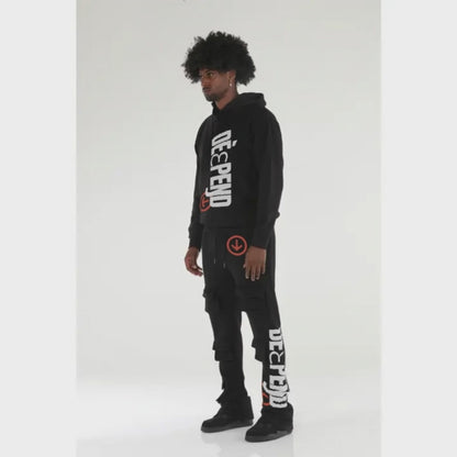 DèɛpEŋD Black Cargo Jogger Set