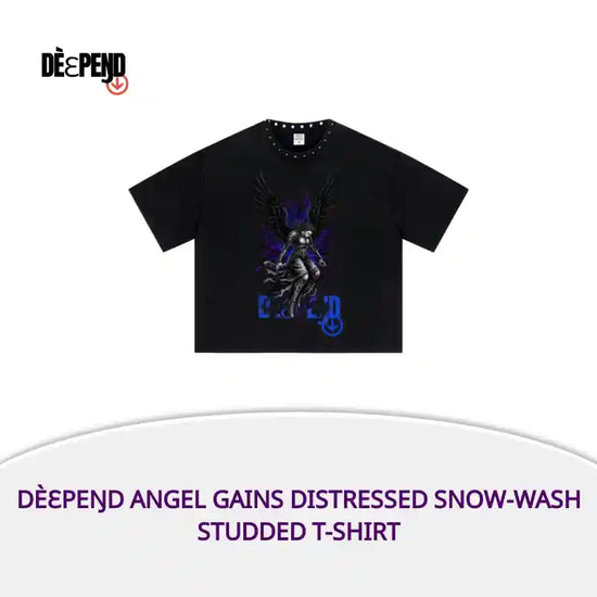 D&egrave;ɛpEŋD Angel Gains Distressed Snow-Wash Studded T-shirt by@Outfy
