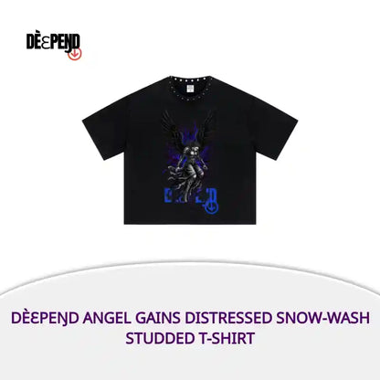 D&egrave;ɛpEŋD Angel Gains Distressed Snow-Wash Studded T-shirt by@Outfy