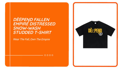 D&egrave;ɛpEŋD Fallen Empire Distressed Snow-Wash Studded T-shirt by@Outfy