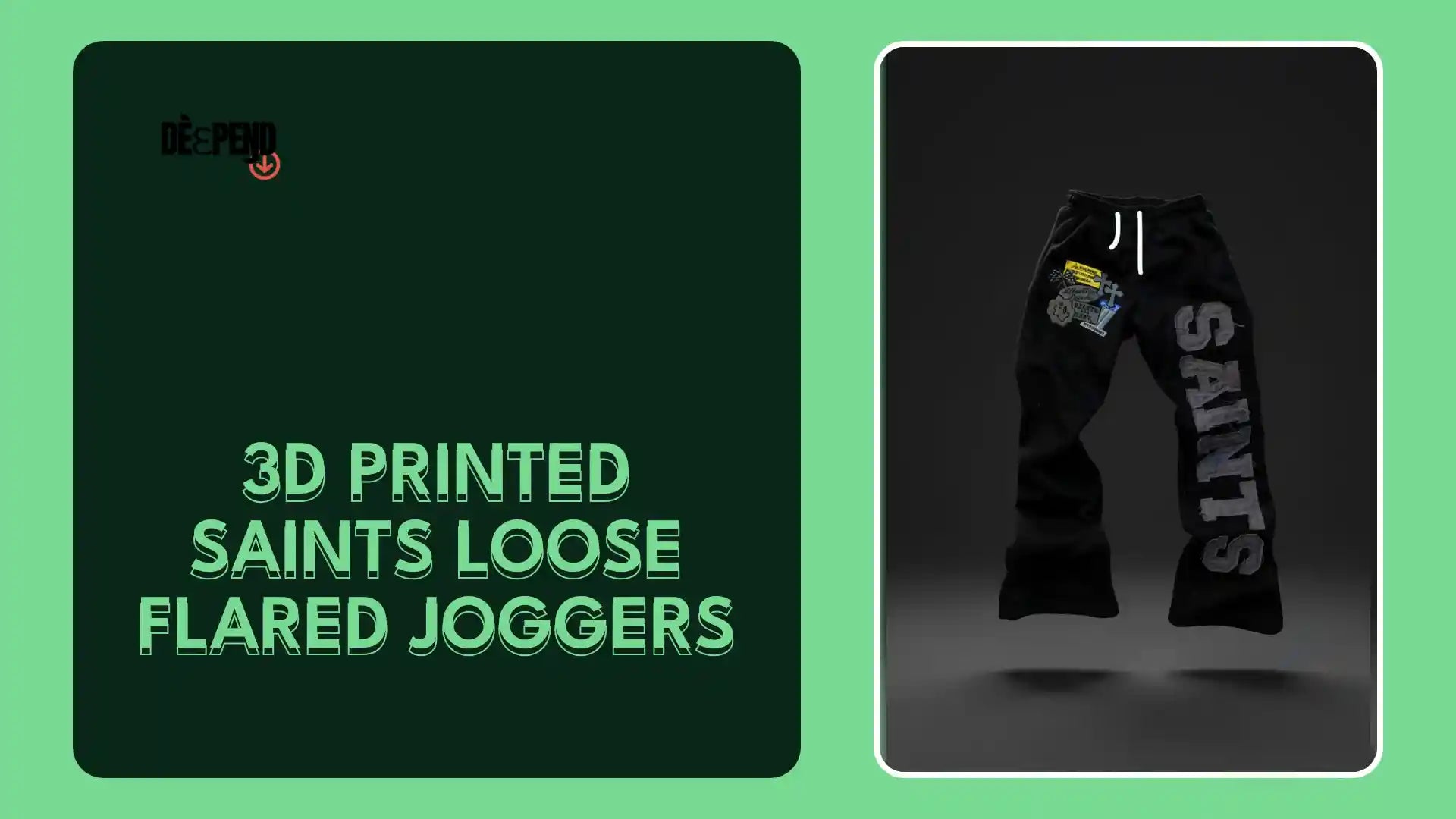 3D printed Saints Loose Flared Joggers by@Outfy