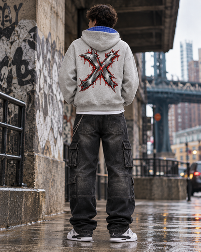 DèɛpEŋD Unbothered Plaid Hood Zip Up