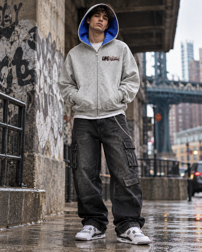 DèɛpEŋD Unbothered Plaid Hood Zip Up