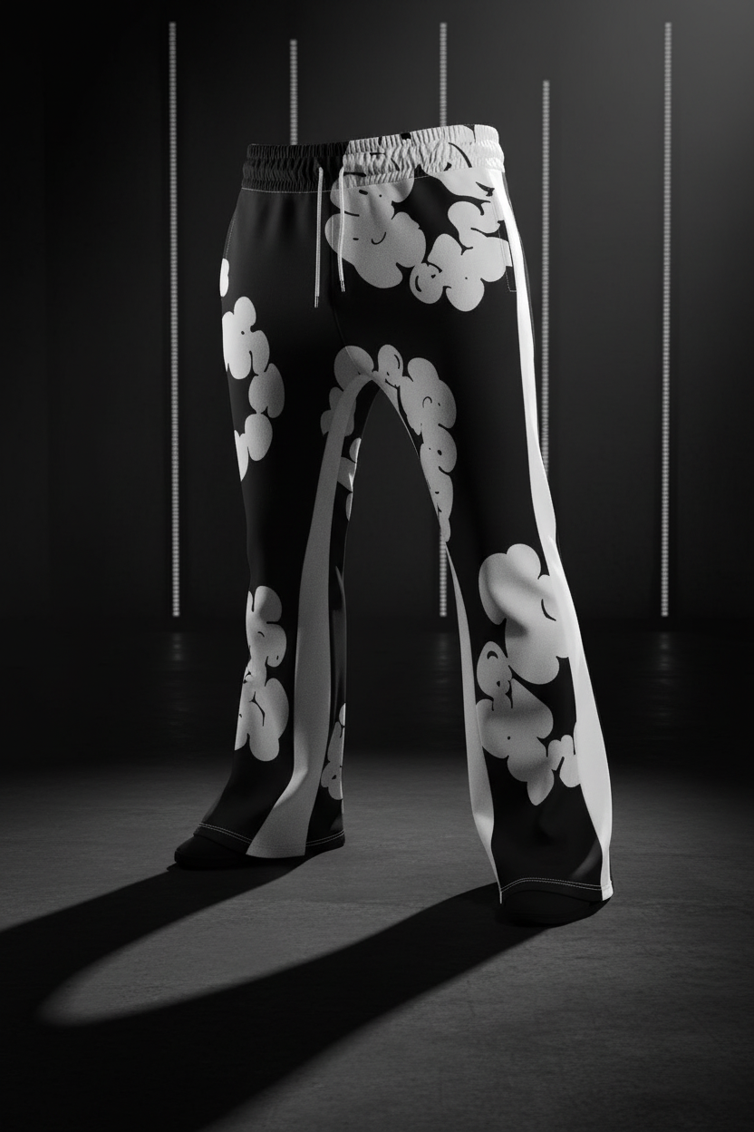 Street Style Corsage Print Joggers – Ghost Mockup