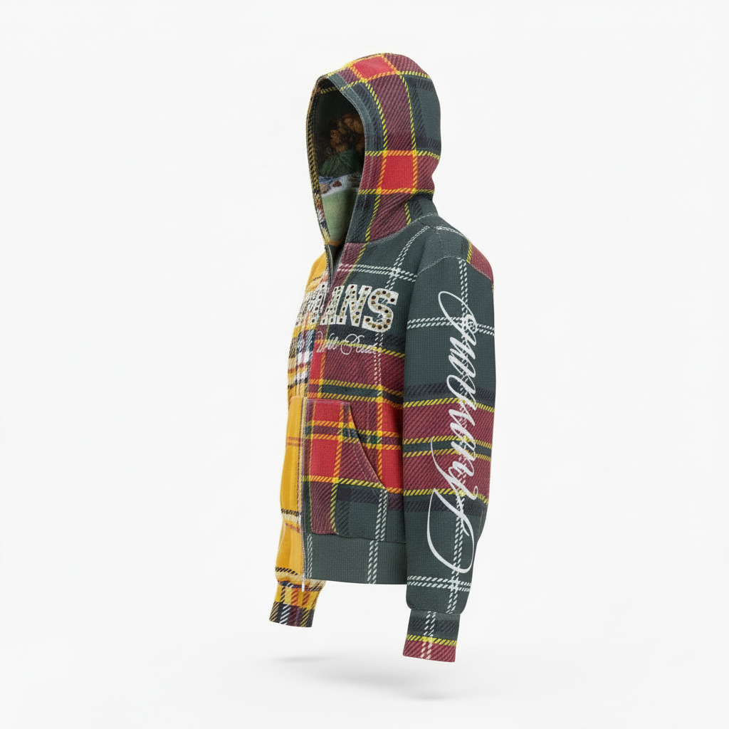 The Last Supper Contrasting Plaid Jacket — 3D Side View Mockup