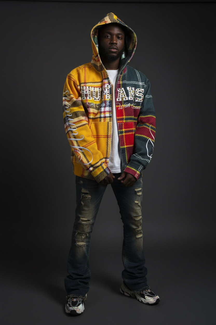 The Last Supper Contrasting Plaid Jacket — Model Shot