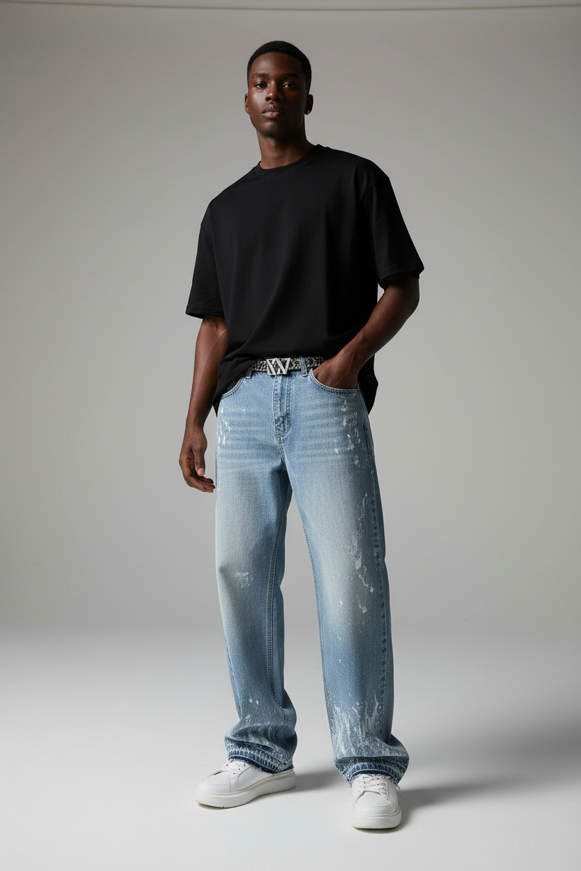 Oversized-Acid Washed Baggy Jeans