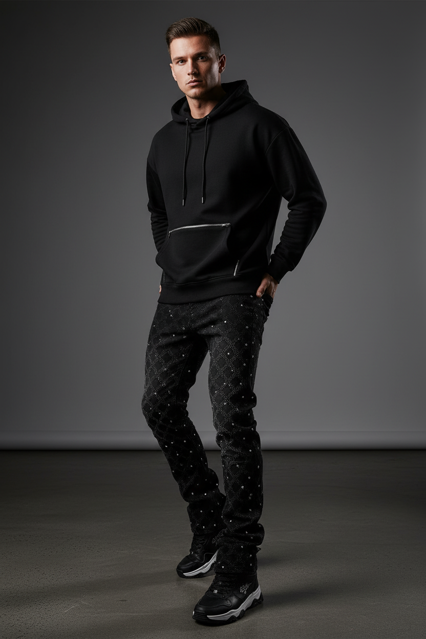 Boot Cut Crystal Designed Jeans