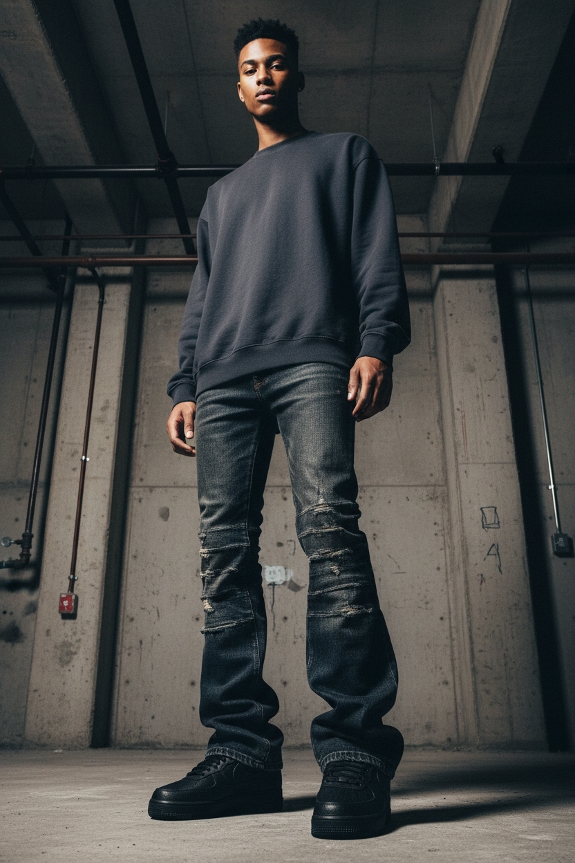 Triple Black AF1 — Front Angle